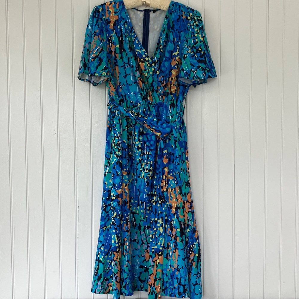 Blue and Orange Patterned Women's Dress